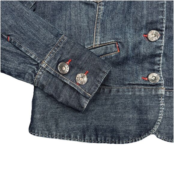 Christopher Banks Denim Jacket M Blue Dark Wash Button Cotton Blend Womens - Picture 7 of 9